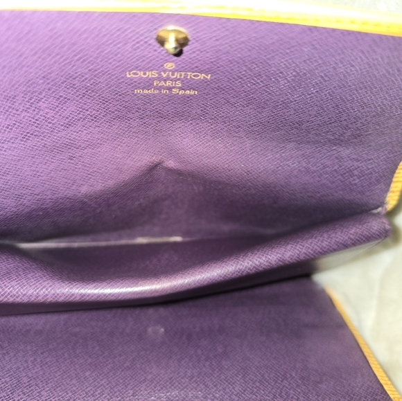 LOUIS VUITTON Continental Yellow Epi wallet w Purple Interior - Picture 7 of 12